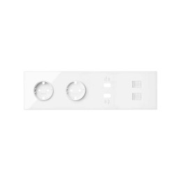 Кит на 4 поста, фронт: накладка на 2 розетки Schuko + 2 з/у USB SC + 2 розетки RJ45 белый глянец Simon 100, 10020403-130