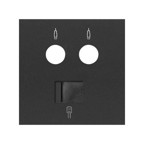 Накладка розетки комбинированной R-TV+SAT + RJ45 черный матовый Simon 100, 1 пост, 10000072-238