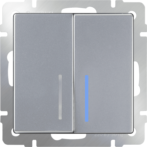 W1122106 Выключатель двухклавишный проходной с подсветкой (серебряный) Antik Werkel a051524