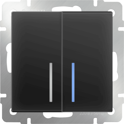 W1122108 Выключатель двухклавишный проходной с подсветкой (черный матовый) Antik Werkel a051598