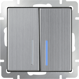 W1122102 Выключатель двухклавишный проходной с подсветкой (глянцевый никель) Antik Werkel a051088