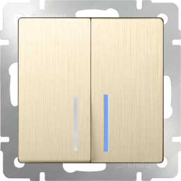 W1120110 Выключатель двухклавишный с подсветкой (шампань рифленый) Antik Werkel a051414