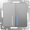 W1120109 Выключатель двухклавишный с подсветкой (cеребряный рифленый) Antik Werkel a051356