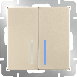 W1120111 Выключатель двухклавишный с подсветкой (шампань) Antik Werkel a050859