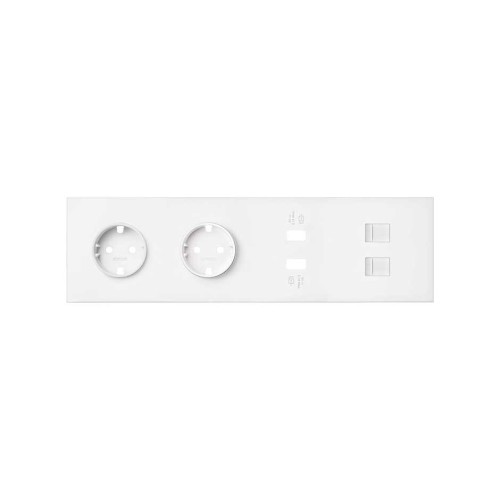 Кит на 4 поста, фронт: накладка на 2 розетки Schuko + 2 з/у USB SC + 2 розетки RJ45 белый матовый Simon 100, 10020403-230