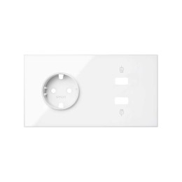 Кит на 2 поста, фронт: накладка на 1 розетку Schuko + 1 з/у 2хUSB белый глянец Simon 100, 10020205-130