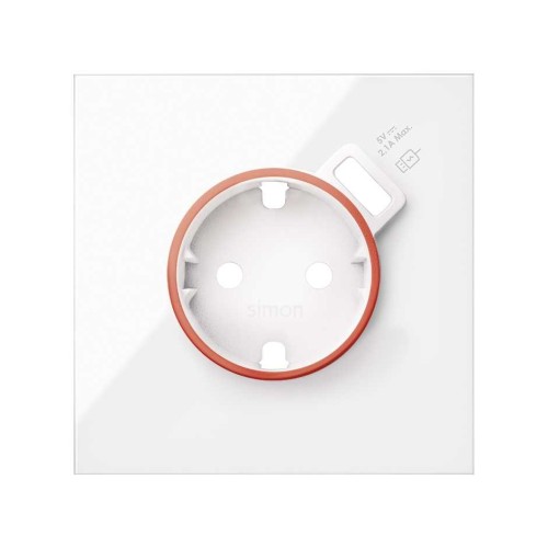 Накладка розетки Schuko UPS с з/у USB SC белый глянец Simon 100, 10000137-130