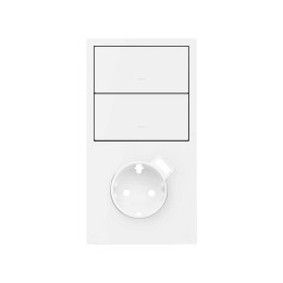 Кит на 2 поста, фронт: накладка вертикальная на 1 розетку Schuko с з/у USB SC + 2 клавиши выключателей белый матовый Simon 100, 10020218-230