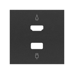 Накладка розетки HDMI + USB черный матовый Simon 100, 10001095-238