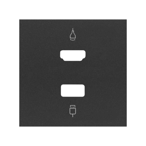 Накладка розетки HDMI + USB черный матовый Simon 100, 10001095-238