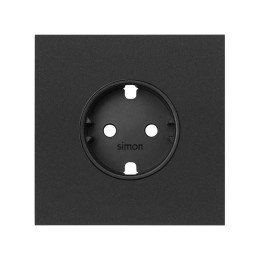 Кит на 1 пост, фронт: накладка на 1 розетку Schuko черный матовый Simon 100, 10020105-238