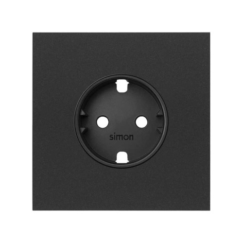 Кит на 1 пост, фронт: накладка на 1 розетку Schuko черный матовый Simon 100, 10020105-238