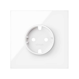 Кит на 1 пост, фронт: накладка на 1 розетку Schuko белый глянец Simon 100, 10020105-130
