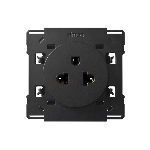 Евро-американская розетка 16A 250В~ черный глянец Simon 100, 1 пост, 10000439-138