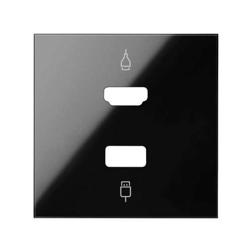 Накладка розетки HDMI + USB черный глянец Simon 100, 10001095-138