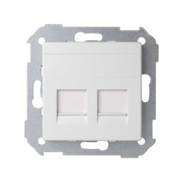 82006-30 Адаптер со шторками на 2 коннектора UTP (RJ45), FTP (RJ45), RJ12, AMP, S82, S82N, S82 Detail, белый Simon