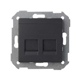 82006-38 Адаптер со шторками на 2 коннектора UTP (RJ45), FTP (RJ45), RJ12, AMP, S82, S82N, S82 Detail, графит Simon