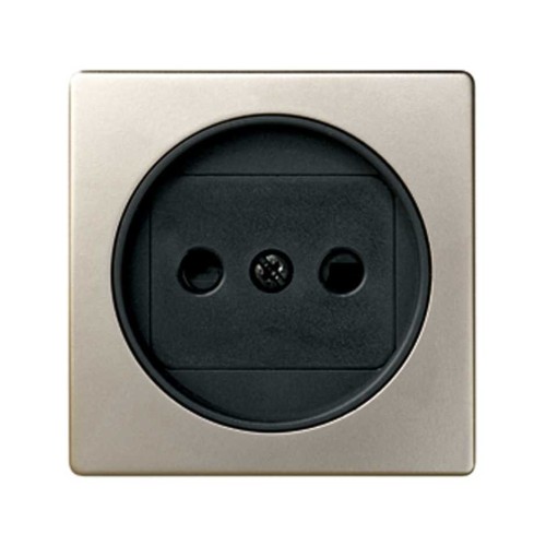 82040-34 Накладка на розетку двухполюсную 2Р без заземления, с защитными шторками, S82, S82N, шампань-графит Simon