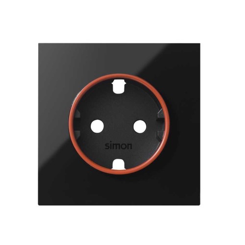 Накладка розетки Schuko UPS черный глянец Simon 100, 1 пост, 10000037-138