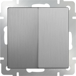 W1120009 Выключатель  двухклавишный  (cеребряный рифленый) Antik Werkel a051355