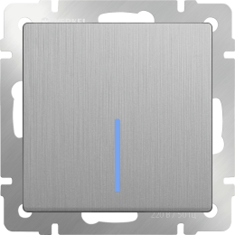 W1112109 Выключатель одноклавишный проходной с подсветкой (cеребряный рифленый) Antik Werkel a051361