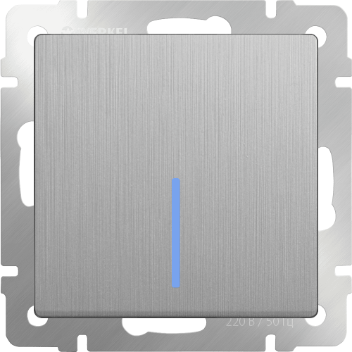 W1112109 Выключатель одноклавишный проходной с подсветкой (cеребряный рифленый) Antik Werkel a051361