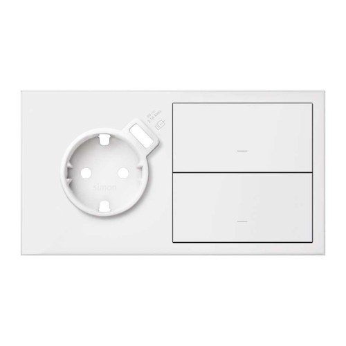 Кит на 2 поста, фронт: накладка на 1 розетку Schuko с з/у USB SC + 2 клавиши выключателей белый матовый Simon 100, 10020212-230