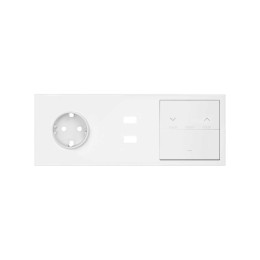 Кит на 3 поста, фронт: накладка на 1 розетку Schuko + 1 з/у 2xUSB + 1 клавиша выключателя + 1 клавиша выключателя жалюзи белый матовый Simon 100, 10020306-230