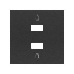 Накладка розетки 2xUSB цвета черный матовый Simon 100,10001090-238
