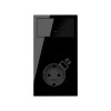 Кит на 2 поста, фронт: накладка вертикальная на 1 розетку Schuko с з/у USB SC + 1 клавиша выключателя черный глянец Simon 100, 10020216-138