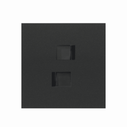 Кит на 1 пост, фронт: накладка на 2 розетки RJ45 черный матовый Simon 100, 10020111-238