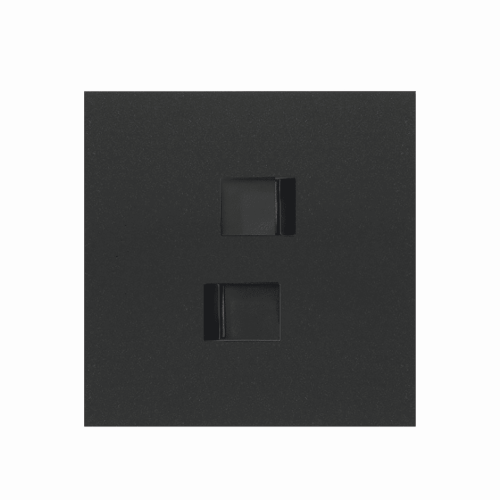 Кит на 1 пост, фронт: накладка на 2 розетки RJ45 черный матовый Simon 100, 10020111-238