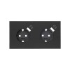 Кит на 2 поста, фронт: накладка на 2 розетки Schuko с з/у USB SC черный матовый Simon 100, 10020211-238