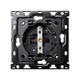 Кит на 1 пост, механизмы: 1 розетка Schuko 2Р+Е 16A 250В~ с з/у USB Smart Charge 2.1А + суппорт Simon 100, 10010109-039