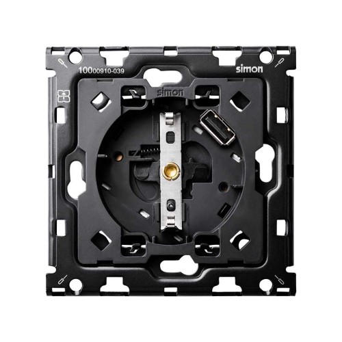 Кит на 1 пост, механизмы: 1 розетка Schuko 2Р+Е 16A 250В~ с з/у USB Smart Charge 2.1А + суппорт Simon 100, 10010109-039