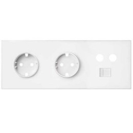 Кит 3 поста, фронт. Накладка на 2 розетки Schuko + 1 розетку TV + 1 розетку RJ45 белый матовый Simon 100, 10020303-230