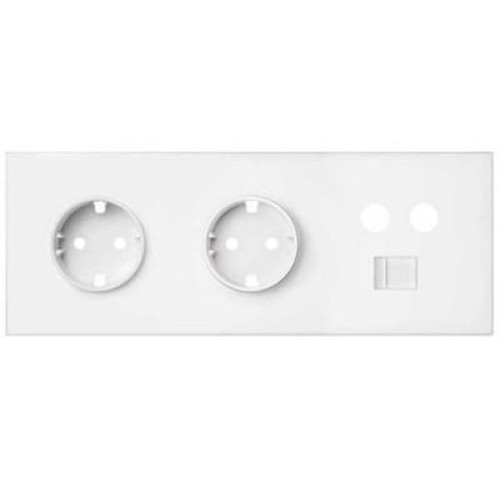 Кит 3 поста, фронт. Накладка на 2 розетки Schuko + 1 розетку TV + 1 розетку RJ45 белый матовый Simon 100, 10020303-230