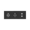 Кит на 3 поста, фронт: накладка на 2 розетки Schuko + 2 з/у USB SC черный матовый Simon 100, 10020309-238