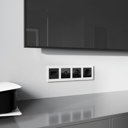 W1191148 Накладка для двойной розетки Еthernet RJ-45 (черный акрил) Werkel a064021