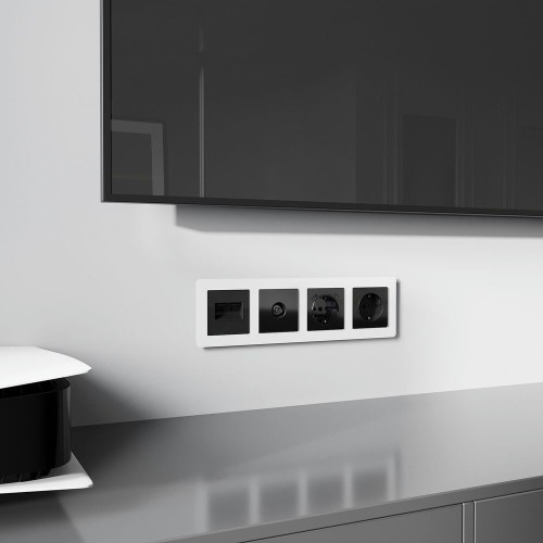 W1191148 Накладка для двойной розетки Еthernet RJ-45 (черный акрил) Werkel a064021