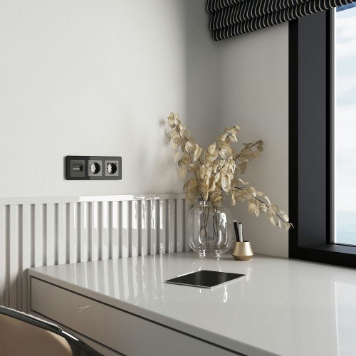 W1191144 Накладка для двойной розетки Еthernet RJ-45 (графит акрил) Werkel a064099