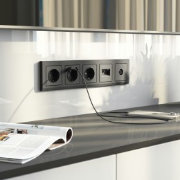 W1191164 Накладка для двойной розетки Еthernet RJ-45 (графит матовый) Werkel a063114