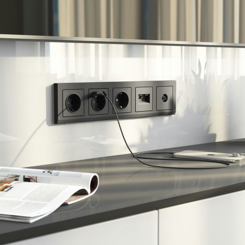 W1191164 Накладка для двойной розетки Еthernet RJ-45 (графит матовый) Werkel a063114