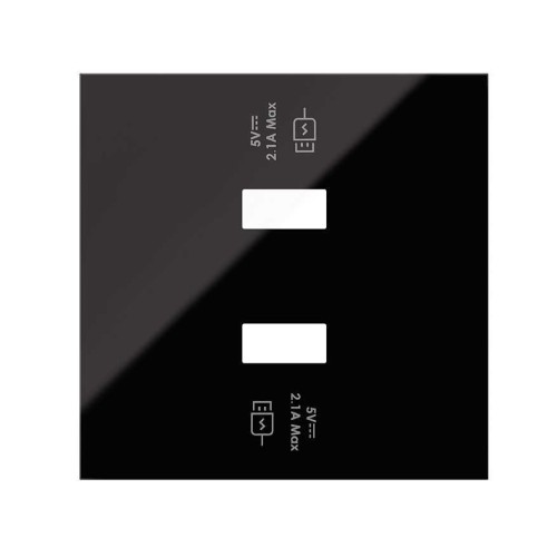 Накладка для 2-х зарядных устройств USB SC черный глянец Simon 100, 10001196-138