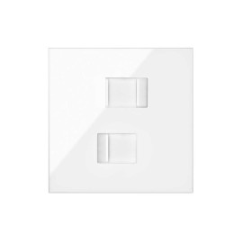 Кит на 1 пост, фронт: накладка на 2 розетки RJ45 белый глянец Simon 100, 10020111-130