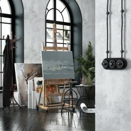 W5812051 Переключатель одноклавишный (черный матовый/хром) Vintage Werkel a055914