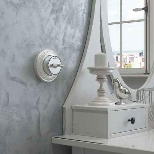 W5822054 Выключатель на 4 положения двухклавишный (серебро матовый/хром) Vintage Werkel a058781