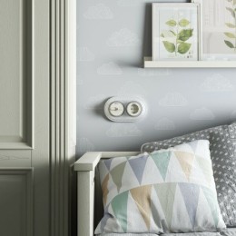 W5822055 Выключатель на 4 положения двухклавишный (слоновая кость матовый/хром) Vintage Werkel a058782