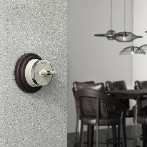 W5822055 Выключатель на 4 положения двухклавишный (слоновая кость матовый/хром) Vintage Werkel a058782