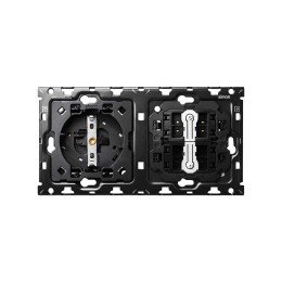 Кит на 2 поста, механизмы: 1 розетка Schuko 2Р+Е 16A 250В~ + 2 переключателя (проходных) + суппорт Simon 100, 10010204-039